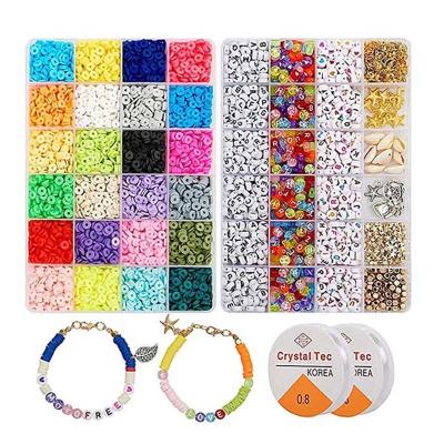 China Jewelry Making Amazon Hot Selling 6mm Multi-color Polymer Clay Beads Flat Round Loose Spacer Beads Jewelry Making Diy Alphabet Beads for sale