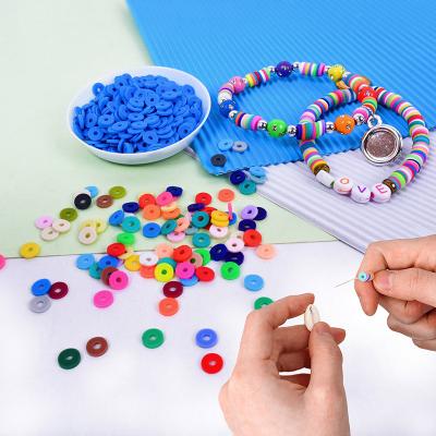 China Jewelry Making 6mm Flat Round Handmade Necklace Ceramic Bead Kids Toys Kit Polymer Bracelet Making 21 Grids Clay Beads Box for sale