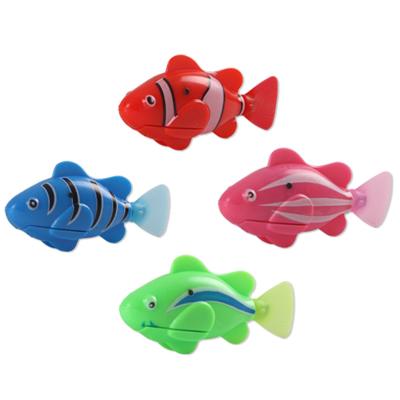 China Plastic Toy Fish Best Selling Mini Plastic Toy Battery Operated Swimming Fish With Light Music for sale