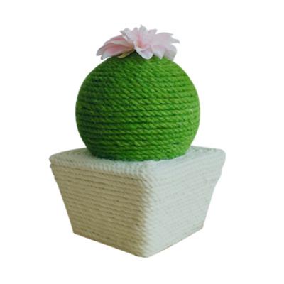 China Viable Ball Cactus Shape Sisal Rope Cat Scratcher Toy Cat Scratcher Tree for sale