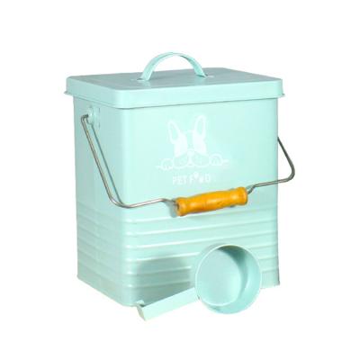 China Sustainable Pet Food Storage Box Dog Treats Canister And Dog Food Storage Tin With Lid And Spoon For Dog Food Storage for sale