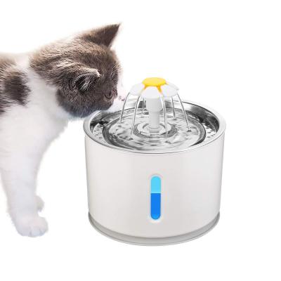 China Automatic Pet Cat Water Fountain Stainless Steel LED Automatic Pet Fountain Dog Water Dispenser for sale