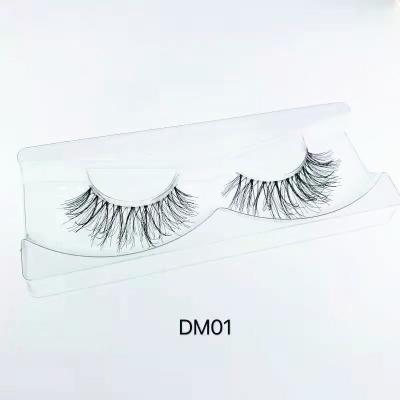 China 25MM Tape Wholesale 3D PBT Fiber False Clear Mink Wispy Private Label Lashes for sale