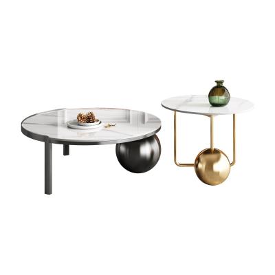 China Luxury design (other) of living room furniture rock plate stainless steel adjustable light coffee table for large and small families for sale