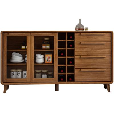 China Modern simple extendable log color sideboard dining room furniture large capacity frame solid wood sideboard for sale