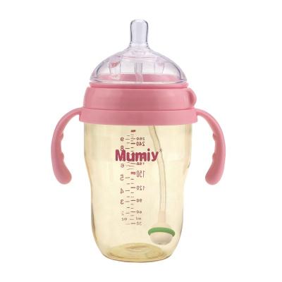 China BPA Free Ultra Large Neck PPSU Baby Anti Colic Nursing Bottle With Weighted Straw for sale