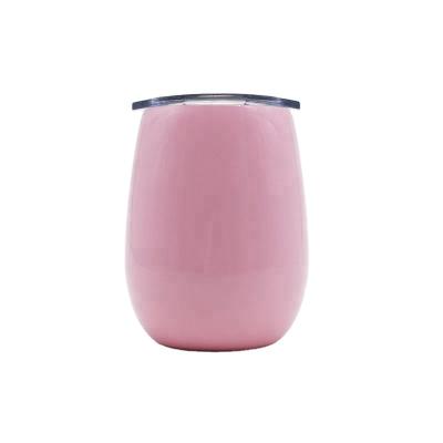 China Viable Hot Selling 9 Oz Double Wall Stainless Steel Egg Shaped Wine Tumbler With Lid for sale