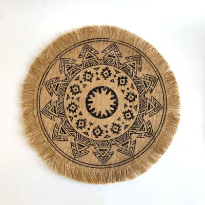 China Simple Viable Circular Woven Tableware Mats Can Also Be Used For Authors' Living Mats And Restaurant Retro Jute Decorative Rugs for sale