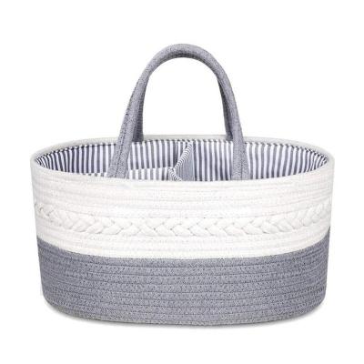 China Sustainable Divided Cotton Yarn Baby Care Storage Basket Can Also Be Used For Diaper Matching Basket for sale