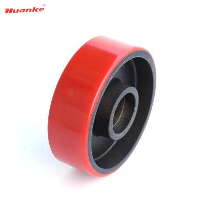 China Machinery Repairs Workshop Wholesale Red 150*50*47mm Manual Hand Pallet Truck PU Wheel Use 6204 Bearing for sale