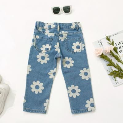 China New Breathable Denim Boy Girl Jeans Kids Print Jeans Navy Blue Design Jeans Pants for sale