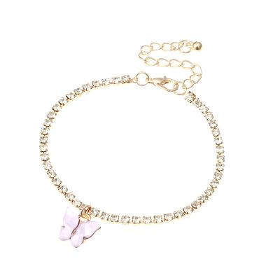 China BOHEMIA Resin Diamond Crystal Colorful Acrylic Charm Butterfly Glitter Tennis Anklet for sale