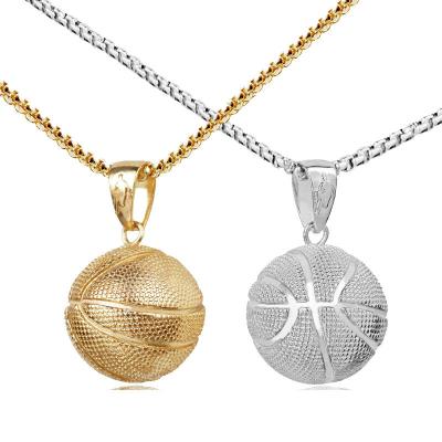 China Creative Punk Fashion Sports Stainless Steel Chain Basketball Pendant Necklace Jewelry for sale