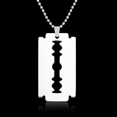 China CLASSIC Drop Shipping Stainless Steel Safety Blade Razor Pendant Necklace Hiphop Punk Jewelry For Mens Boys for sale