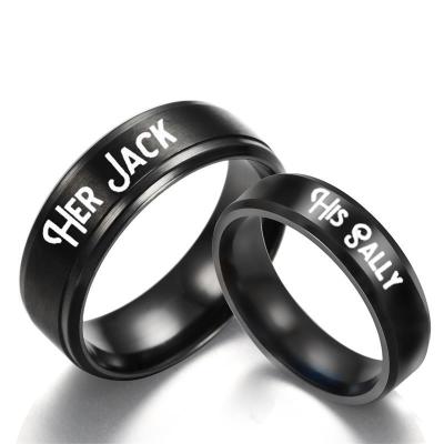 China BOHEMIA Fashion Women Men Couple Her Sally Her Jack Stainless Steel Lovers Couple Ring Best Valentine's Day Gift For Lovers for sale