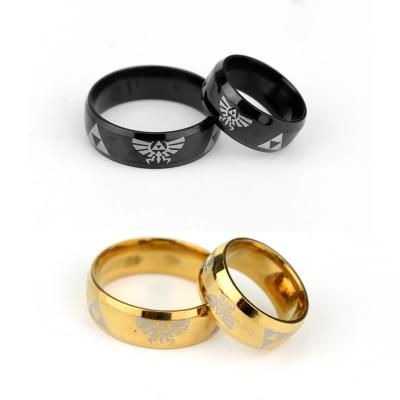 China Wholesale Vintage Game The Legend of Zelda Fashion Stainless Steel Ring 3 Colors Gold Sliver Black Ring for sale