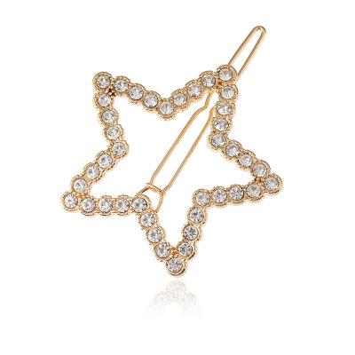 China Fashion Crystal Metal Alloy Hair Clip Star Hollow Headwear Accessories Hairpin for sale