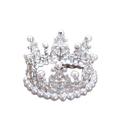 China Hot Selling Mini Crown Princess Pearl Rhinestone PEARL Crown For Girls Birthday Gifts for sale