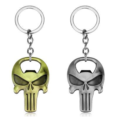 China Classic Bottle Opener Game The Punisher Key Holder Logo Bottle Opener Keychain Cool Pendant Keychain For Man for sale