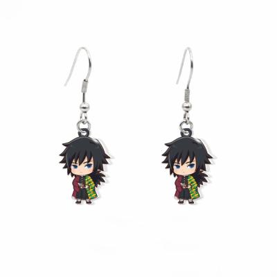 China New Fashion Cute Individuality Creativity Demon Slayer Kimetsu No Yaiba Dangle Jewelry Anime Acrylic Hook Epoxy Earrings for sale