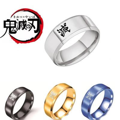 China FASHIONABLE Demon Slayer Extinction Printed Logo Ring Lettering Multi-size Child Adult Parent-child Couple Patterns Jewelry Accessories Ring for sale