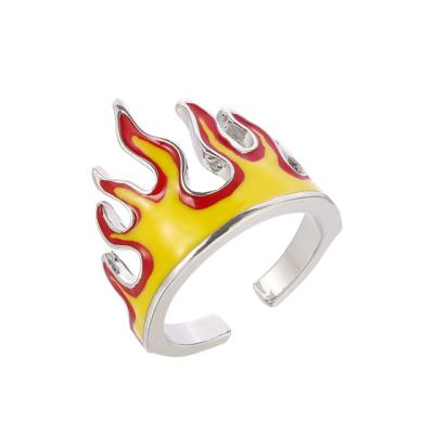 China Anime TRENDY Kimetsu Slayer No Yaiba Rengoku Kyoujurou Metal Flame Cosplay Red Rings Props Halloween Gift Jewelry Ring for sale