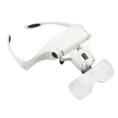 China Checking Glasses Frame Head LED Light Lamp Visor Magnifier Headband Magnifier Jeweler for sale