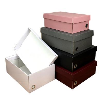 China Recyclable Luxury Solid Color Courier Shoe Boxes Cardboard Gift Box Rectangular Packaging Product Shoe Packaging With Lid for sale