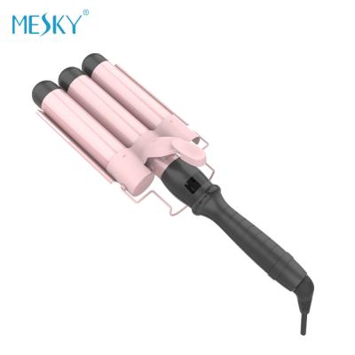 China Three Barrel Curling Iron Wand 32mm Ceramic Tourmaline 1 Inch 3 Barrel Hair Waver for sale