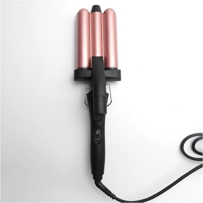 China Ceramic Barrel Hair Ribbon Curler LCD Display Three Barrel 230C Portable for sale