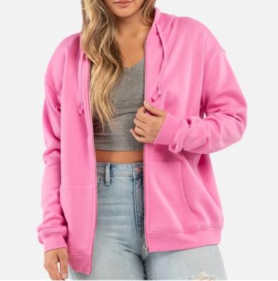 China Single Pink Custom Anti-Wrinkle Hoodie Women Zipper Hoodies Oversized Zipper Women Hoodies for sale