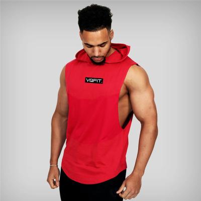 China QUICK DRY Mens Beach Top With Hood Men Gym Sports Bodybuilding Cut Out T Shirt Men Sleeveless Tank Top for sale