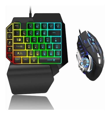 China One-handed Multimedia Keys Gaming Keyboard And Mouse 35 Keys With Multicolor Light for sale