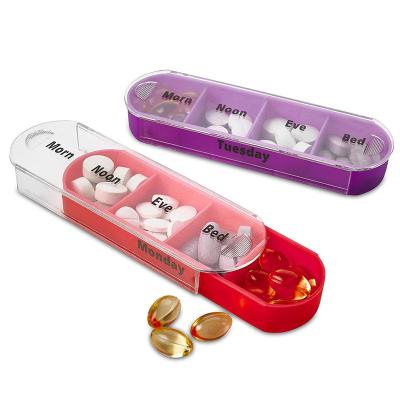 China Hot Sales Drawer Pill Organizer Eco-friendly Weekly Type Pill Organizer Moisture Proof 7 Day Pill Box With 28 Compartment for sale