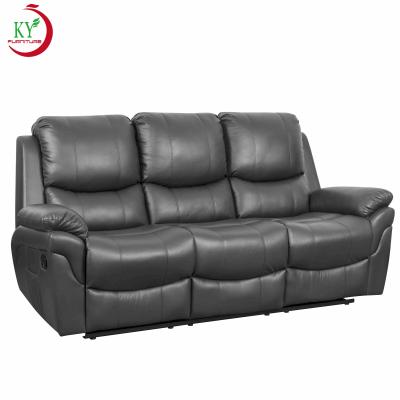 China (Size) JKY Furniture Adjustable Living Room 3 Piece Bonded Leather Reclining Sofa Loveseat Lounger Couch for sale