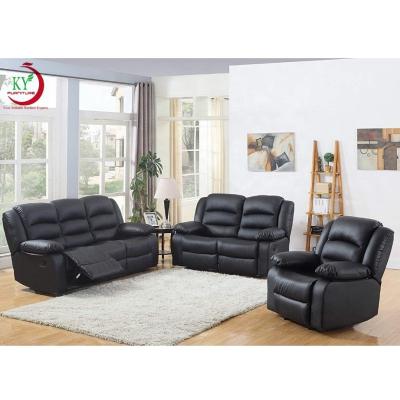 China JKY Sofa Set 3+2+1 Comfortable Synthetic Leather Adjustable Furniture Manual Recliner (Height) For Living Room for sale