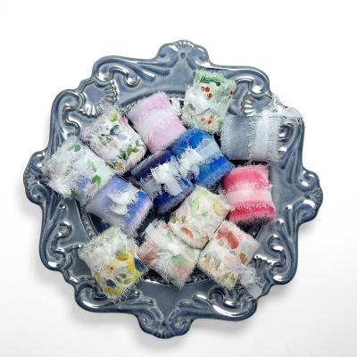 China Handmade High Tenacity Chiffon Ribbon Flower Raw Ribbon Personalized Print For All Occasion Decoration for sale