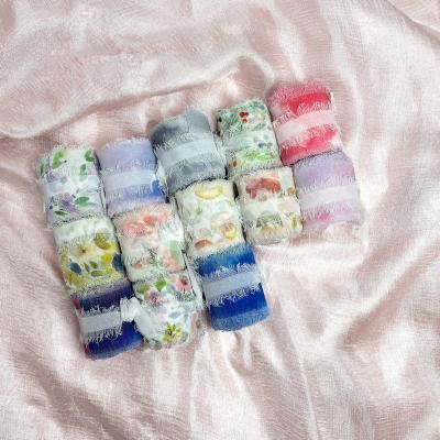 China 2022 new high tenacity ribbon starry print raw edge chiffon ribbon flower wholesale for sale