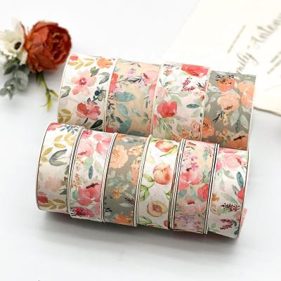 China Floral Gorgeous Gift Box With Ribbon Flower Ribbon Printing Wedding Ribbon for sale