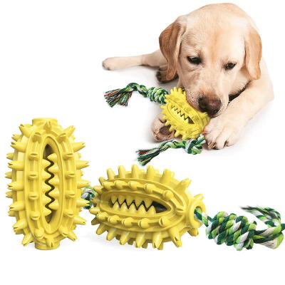 China Wholesale Multicolor Dogs Toothbrush Sustainable Supply Pet Cleaning Durable Pet Chew Toy With Rope Molar Ball for sale