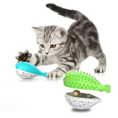 China Hot Selling Eco - Friendly Pet Tpr Puffer Catnip Toys Fish Cat Toothbrush Sustainable for sale