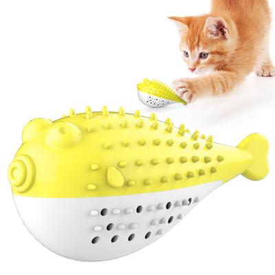 China Viable Tpr Stripper Fish Form Detachable Bite-Resistant Pet Cat Chew Toy Stick Catnip Toothbrush Molar Tooth Remover for sale