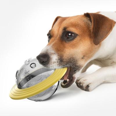 China Multifunctional Durable Interactive Food Puzzle Dog Treat Leaking UFO Type Viable Ball for sale