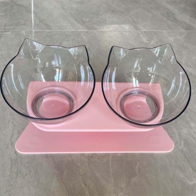 China Viable New Cat Bowl Inclined Design Raised Cat Food Bowl The Best Double Feeding Posture For Cats And Dogs Roll For Pets for sale