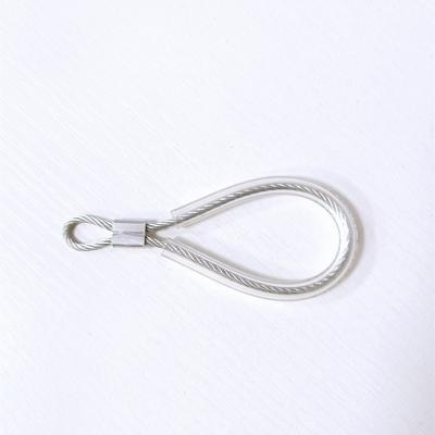 China Clear Multifunctional High Tensile PVC Coated 7X7 Steel Wire Rope Lanyard Safety Cable Assemblies With One Loop End For Luggage Backpack for sale