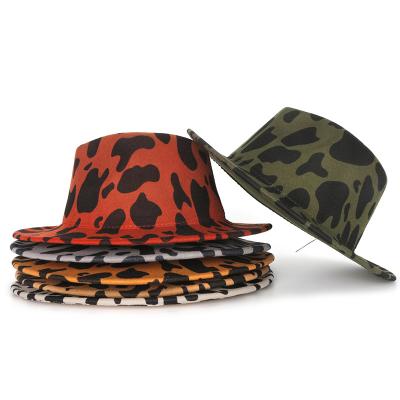 China Plush Cow Pattern Fedora Hats Fedora Hats For Women Men Party Music Festival Fashion Fedora Hats for sale