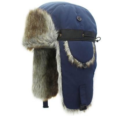 China Lei Feng Cap Style Winter Snow Hat Faux Rabbit COMMON Russian Fur Hat for sale