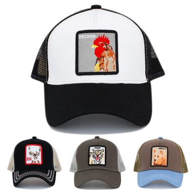 China COMMON Logo Bulk Fashion Design Embroidery Baseball Cap 5 Panel Trucker Mesh Hats Custom Animal Hat for sale