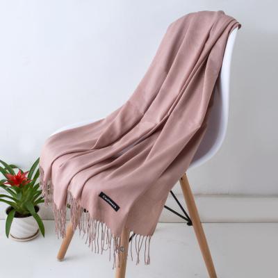 China 2021 Warm Woman Cashmere Polyester Shawl Wholesale Woven Blanket And Solid Cape Women Long With Fringe Winter Scarf for sale