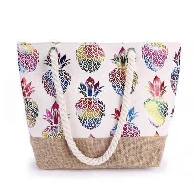 China Fashion Colorful Pineapple Beach Canvas Tote Bag for sale